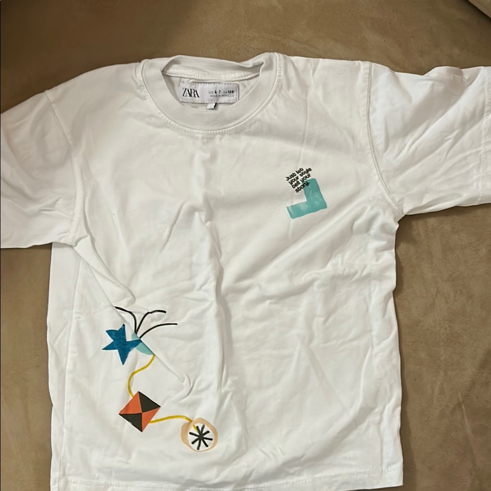 Zara Kids White Graphic T-Shirt